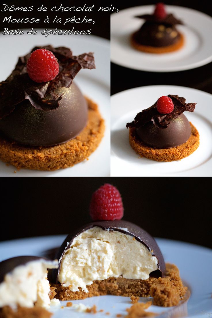 Domes Of Dark Chocolate Peach Mousse And Speculoos Cuisine En Scene Lucie Barthelemy S Cooking Blog Cotemaison Fr Pctr Up